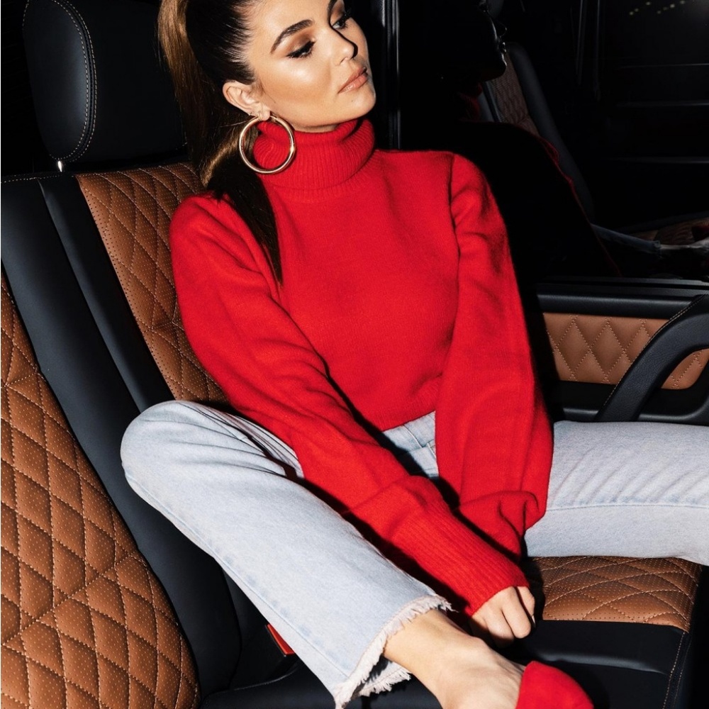 princess polly red cropped sweater